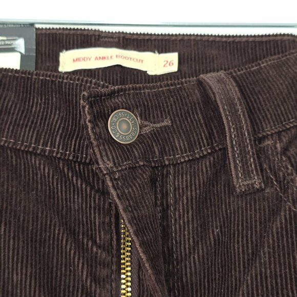 NWT Levi's Middy Ankle Bootcut Corduroy Pants Brown Size 26 - Retro 70s - Picture 4 of 7